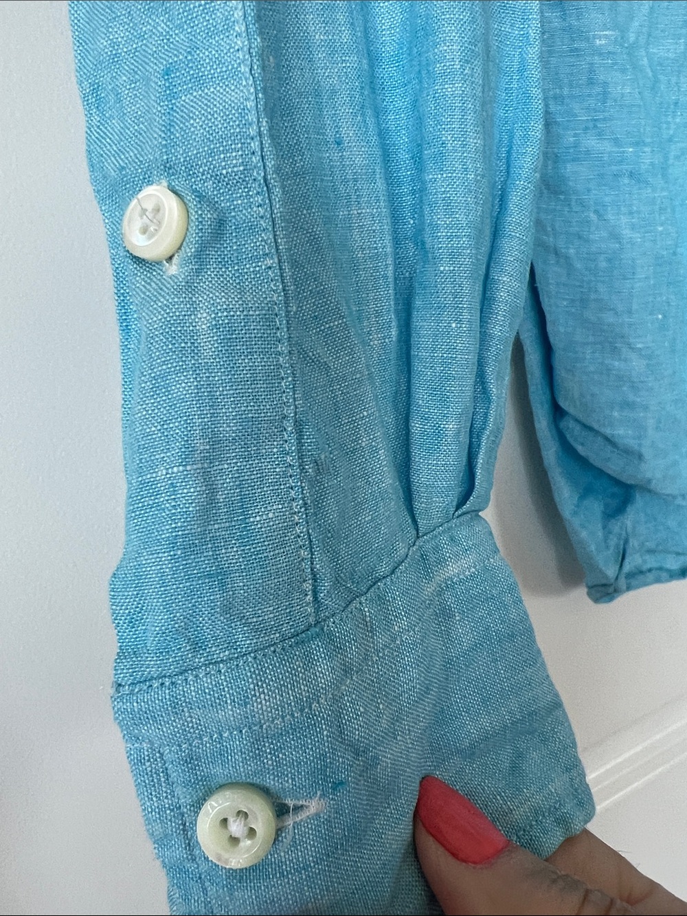 Polo by Ralph Lauren Men’s Light Blue Linen Button-Down Shirt - Picture 3 of 6